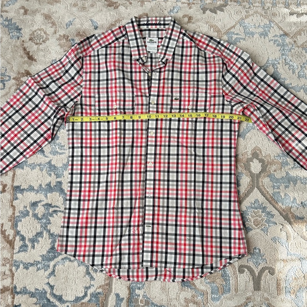 Lacoste Long Sleeve Plaid Slim Fit Shirt 100%
Cotton Men's Size 40 - Picture 4 of 10